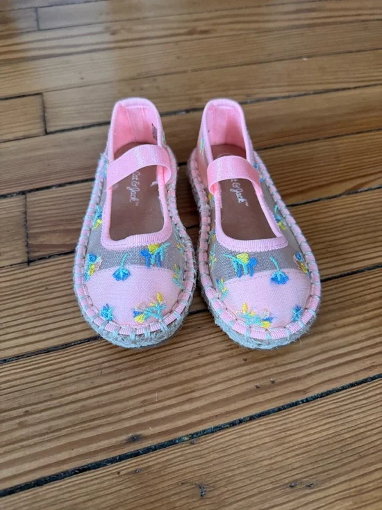 NWOT Cat & Jack Pink Floral Mesh Mary Jane Espadrille Sz 6 - Picture 4 of 6